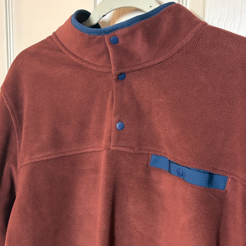 32 Degrees Heat Rust Fleece Pullover with Navy Blue Trim Accents Sz XL NWOT